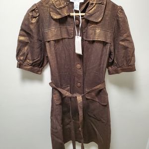 Vertigo Paris | Brown /Gold Metallic Dress